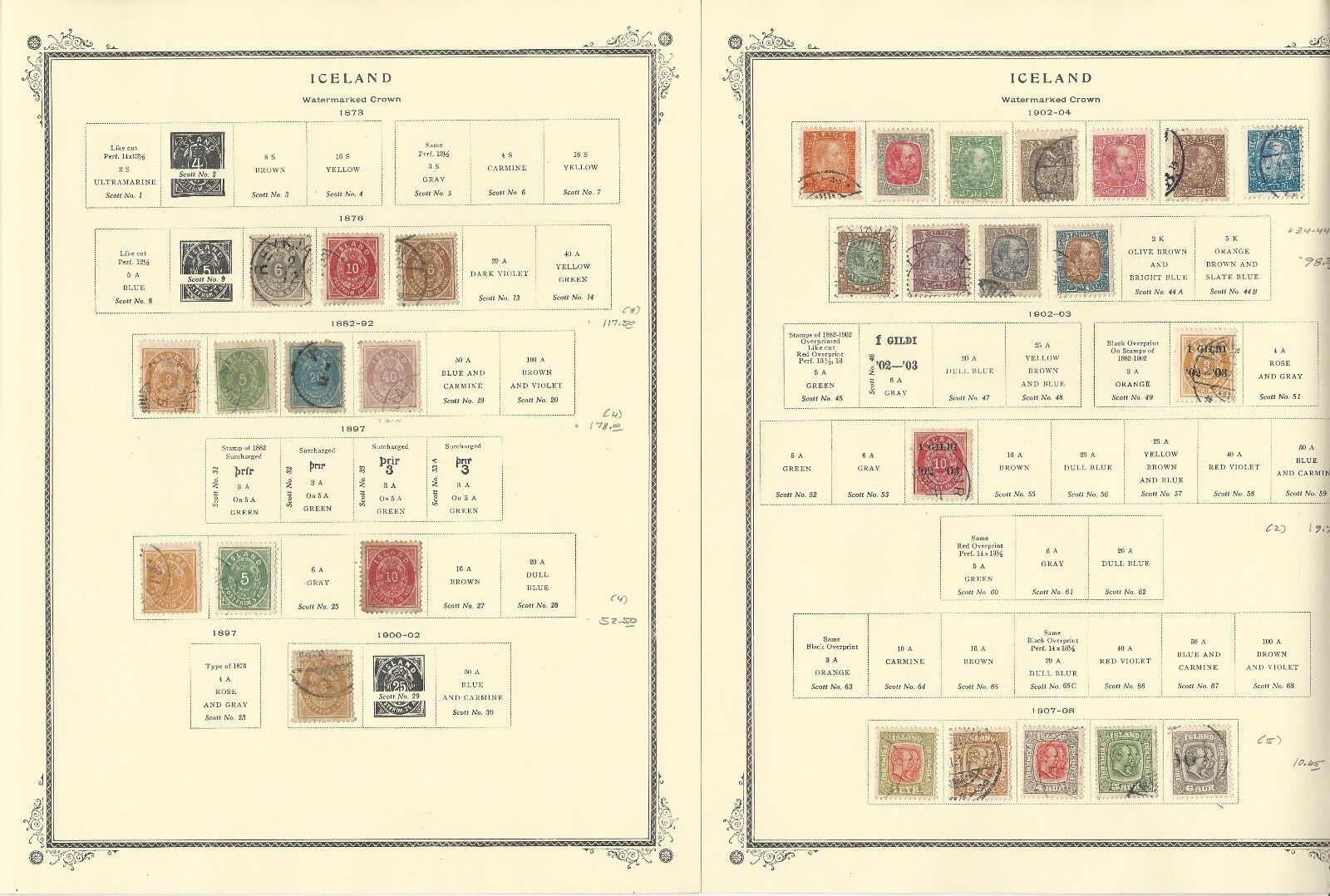 Iceland Collection 1873 To 1984 On 40 Scott Specialty Pages