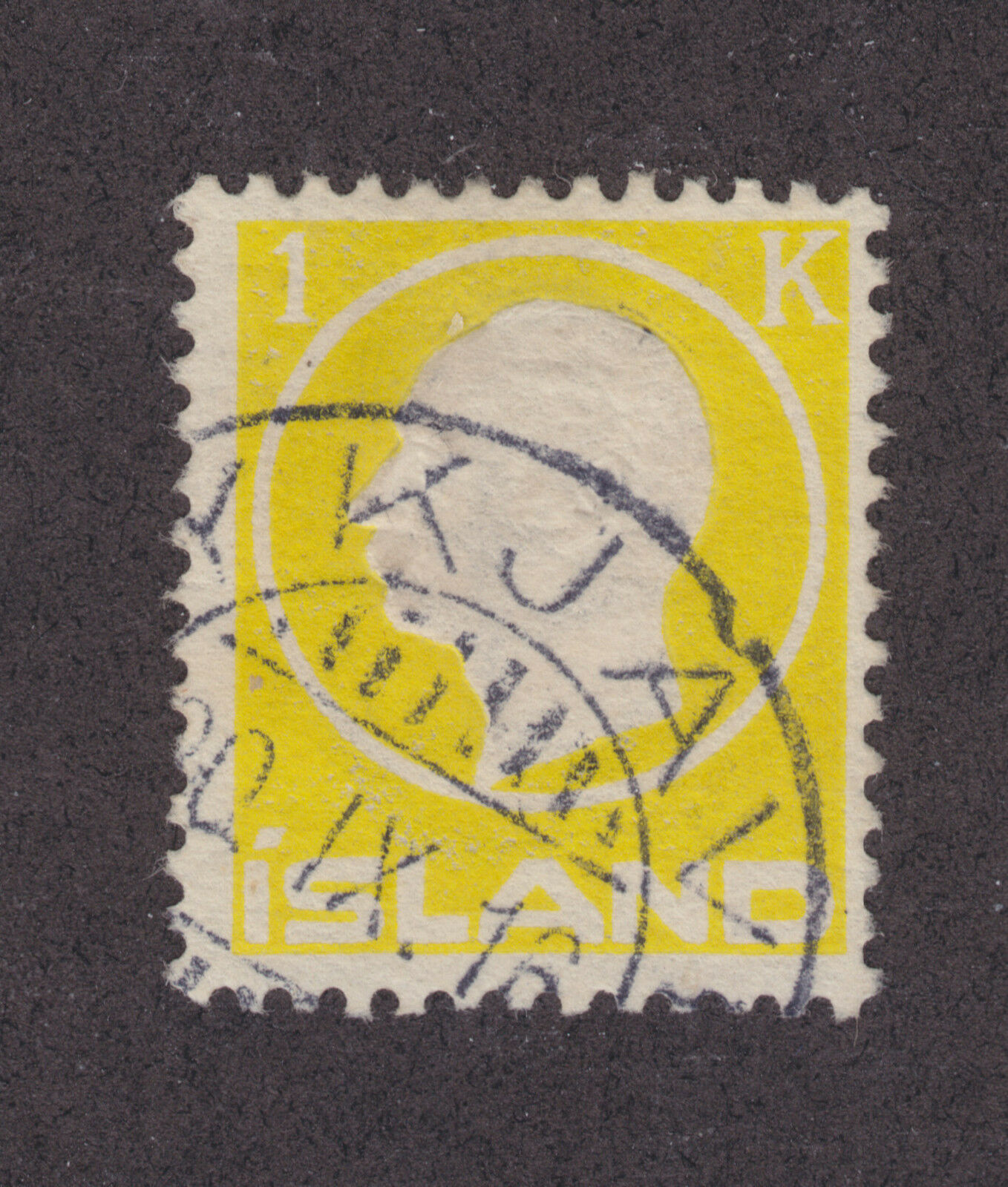 Iceland Sc 96 Used 1912 1k Yellow Frederick Viii, Vf