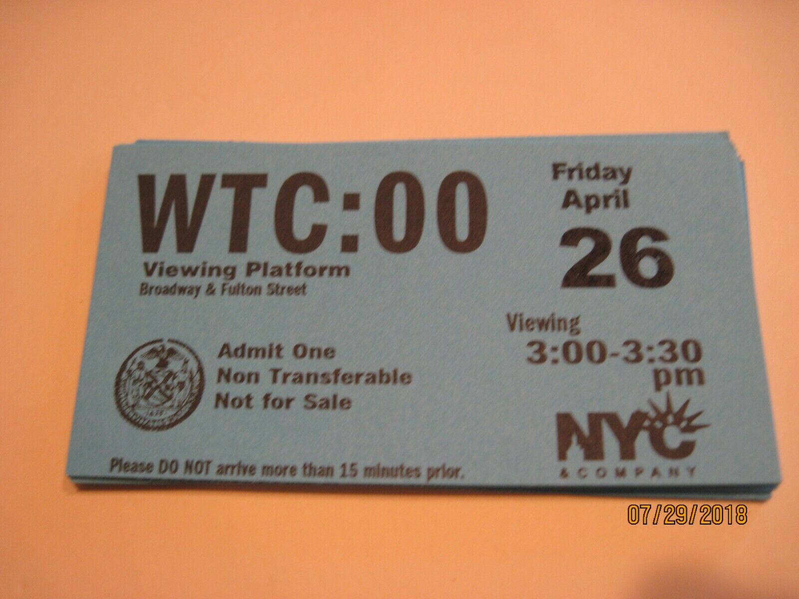 World Trade Center  Twin Towers  9/11 - Wtc - “viewing Platform”  Bonus 1 Free