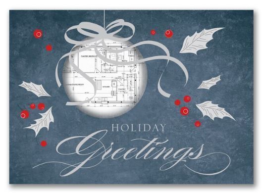 Holiday Cards Architect Blueprint Christmas Ornament Folded Recycled Paper